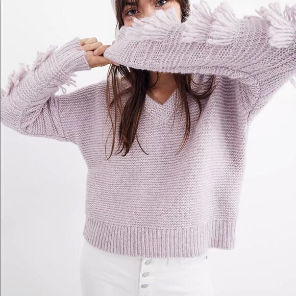 Madewell Fringe-Sleeve Pullover Sweater  - Picture 1 of 8